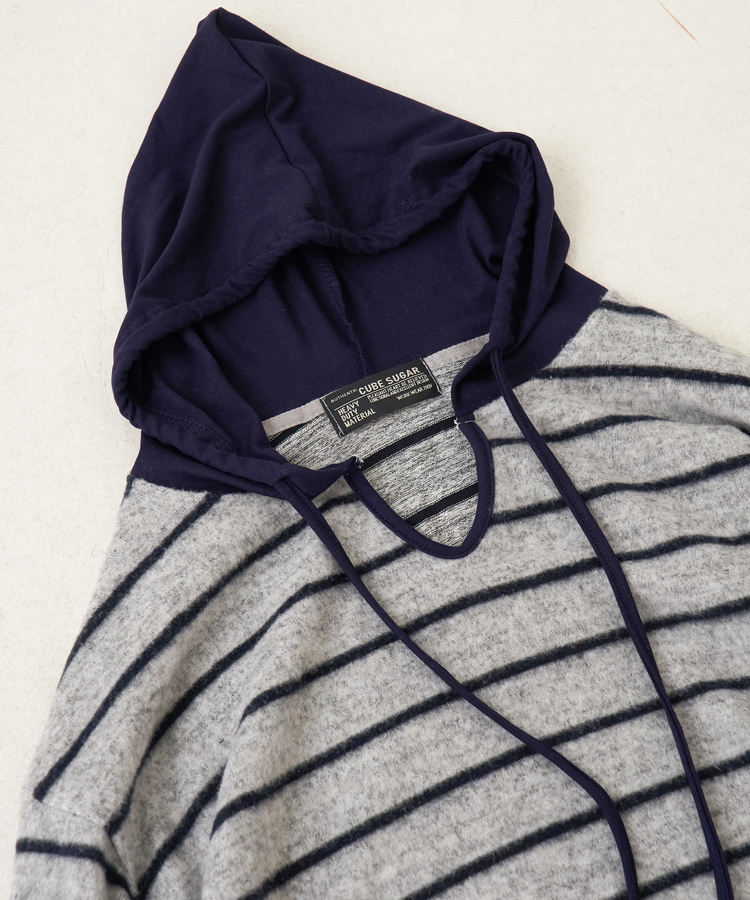 CUBE SUGAR(キューブシュガー) |【秋冬新作】ブラッシング ボーダー ビッグ パーカー