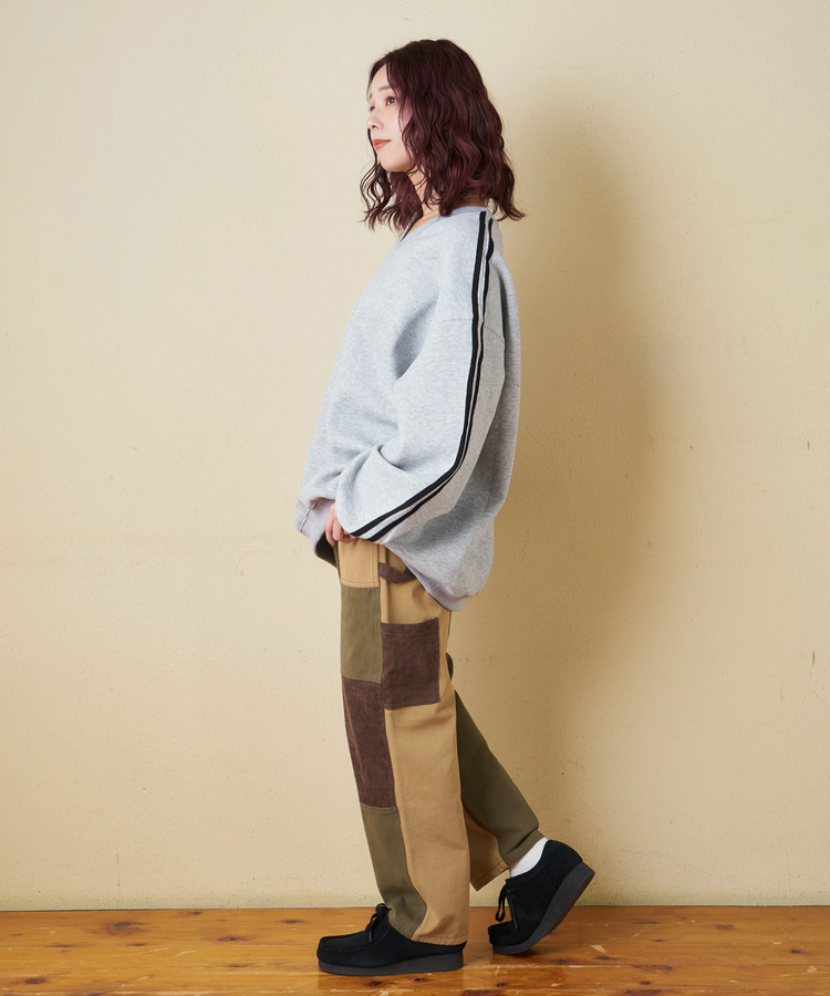 CUBE SUGAR(キューブシュガー) |【秋冬新作】袖ライン Vネック プルオーバー