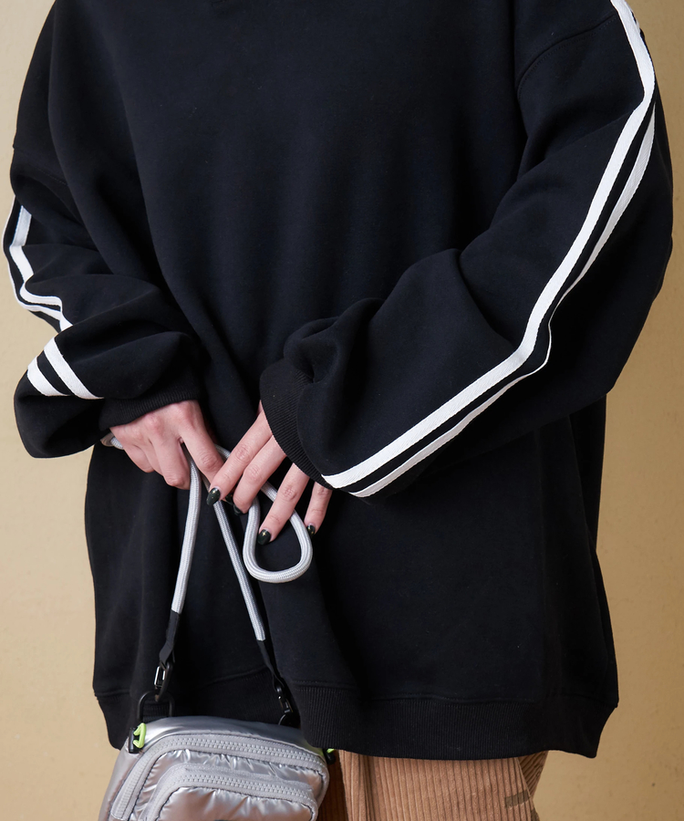 CUBE SUGAR(キューブシュガー) |【秋冬新作】袖ライン Vネック プルオーバー