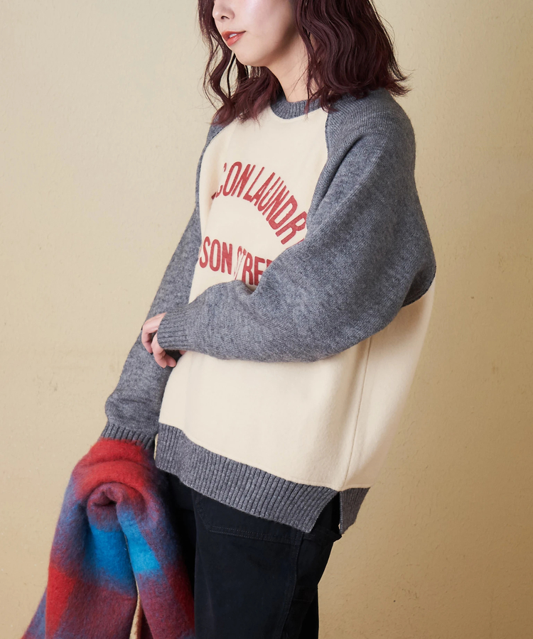 CUBE SUGAR(キューブシュガー) |【秋冬新作】アンチピリング ニット × 裏起毛 スウェット リバーシブル ラグラン プルオーバー