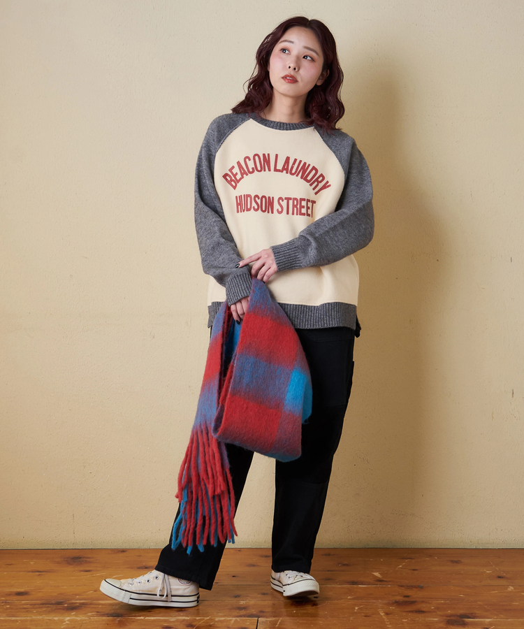 CUBE SUGAR(キューブシュガー) |【秋冬新作】アンチピリング ニット × 裏起毛 スウェット リバーシブル ラグラン プルオーバー