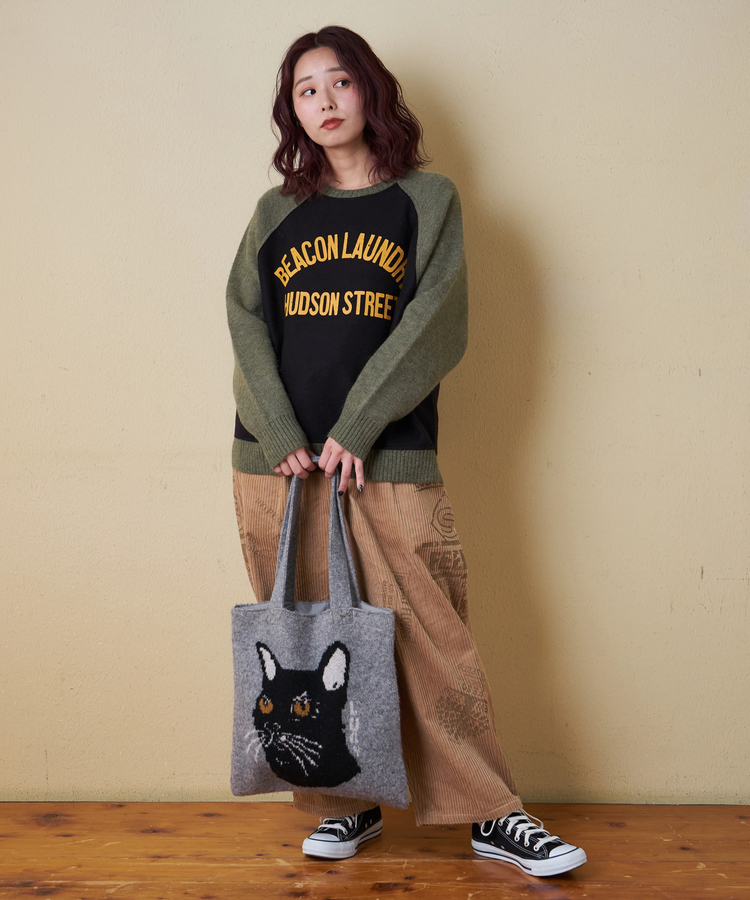 CUBE SUGAR(キューブシュガー) |【秋冬新作】アンチピリング ニット × 裏起毛 スウェット リバーシブル ラグラン プルオーバー