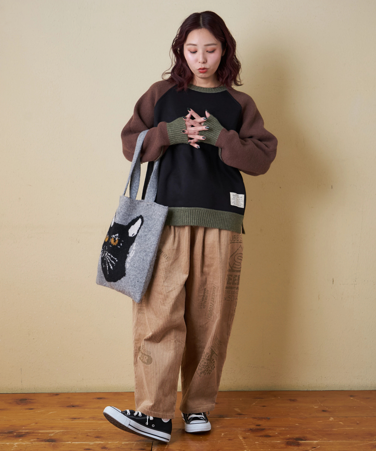 CUBE SUGAR(キューブシュガー) |【秋冬新作】アンチピリング ニット × 裏起毛 スウェット リバーシブル ラグラン プルオーバー