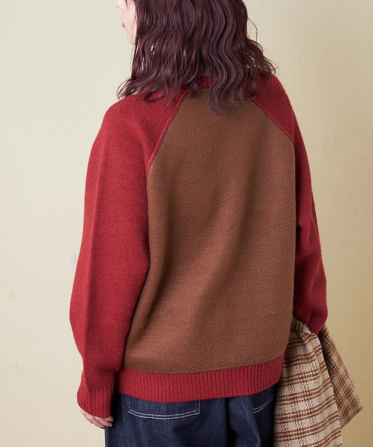 CUBE SUGAR(キューブシュガー) |【秋冬新作】アンチピリング ニット × 裏起毛 スウェット リバーシブル ラグラン プルオーバー