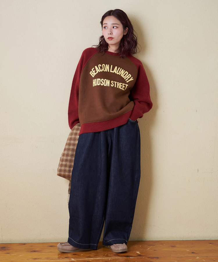 CUBE SUGAR(キューブシュガー) |【秋冬新作】アンチピリング ニット × 裏起毛 スウェット リバーシブル ラグラン プルオーバー