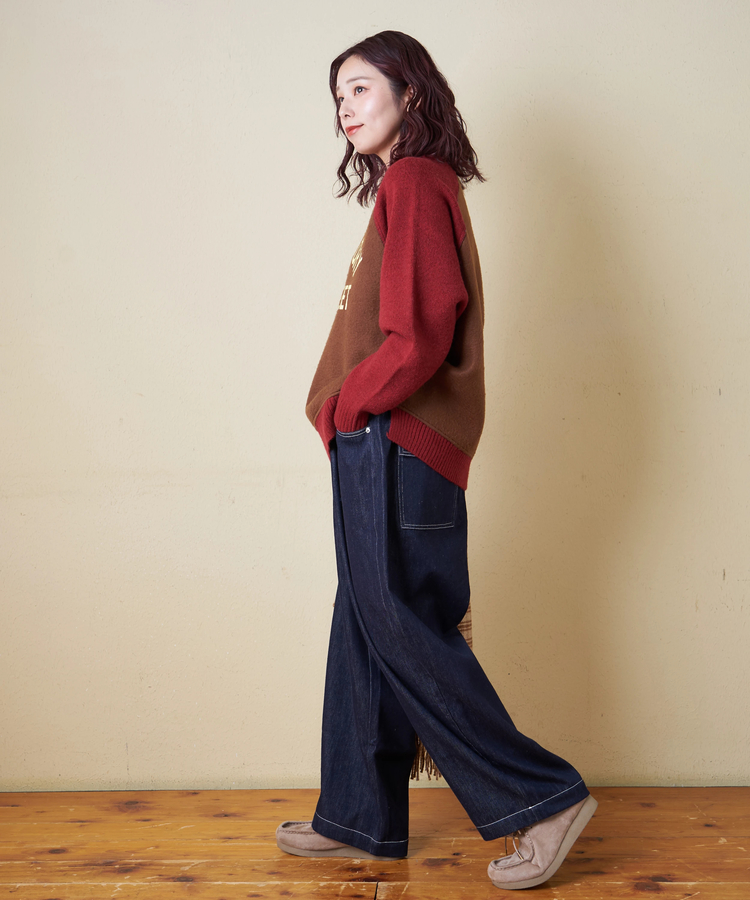 CUBE SUGAR(キューブシュガー) |【秋冬新作】アンチピリング ニット × 裏起毛 スウェット リバーシブル ラグラン プルオーバー