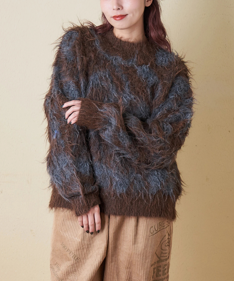 CUBE SUGAR(キューブシュガー) |【冬新作】シャギー ニット クルーネック プルオーバー