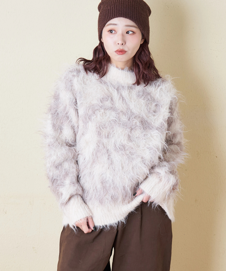 CUBE SUGAR(キューブシュガー) |【冬新作】シャギー ニット クルーネック プルオーバー