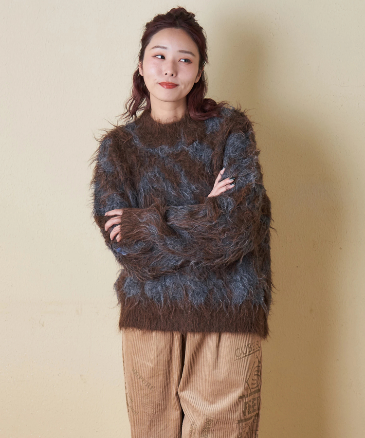 CUBE SUGAR(キューブシュガー) |【冬新作】シャギー ニット クルーネック プルオーバー