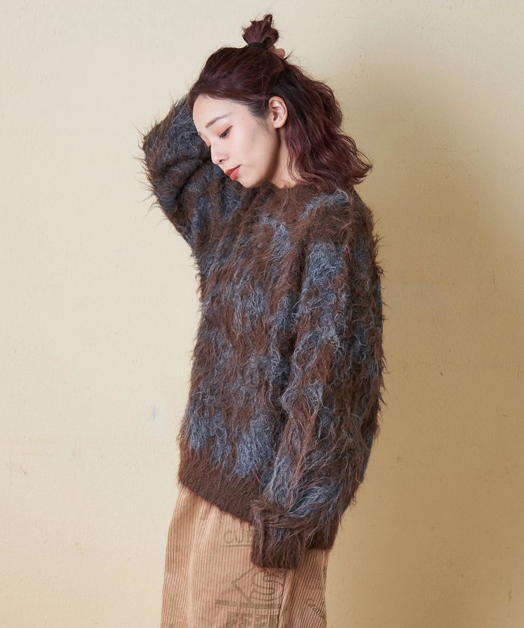 CUBE SUGAR(キューブシュガー) |【冬新作】シャギー ニット クルーネック プルオーバー