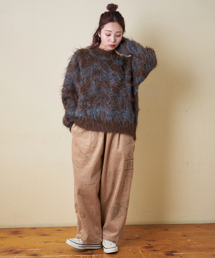 CUBE SUGAR(キューブシュガー) |【冬新作】シャギー ニット クルーネック プルオーバー