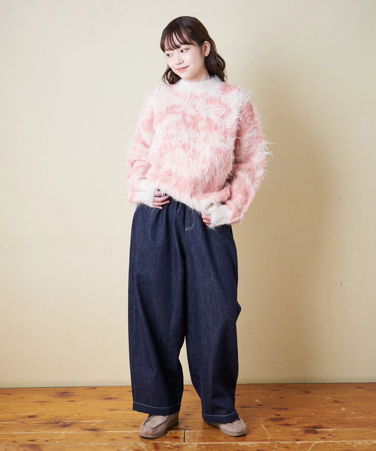 CUBE SUGAR(キューブシュガー) |【冬新作】シャギー ニット クルーネック プルオーバー