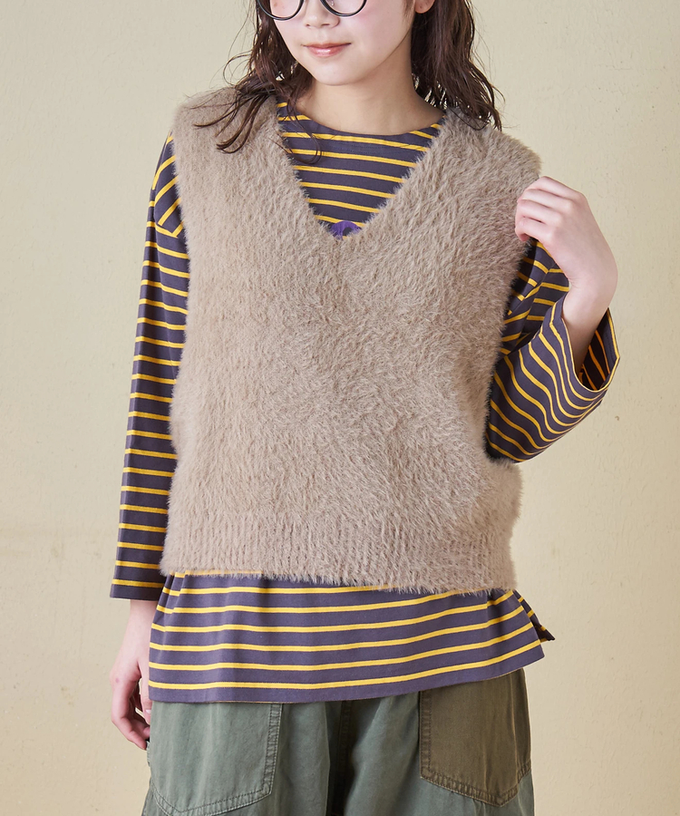 CUBE SUGAR(キューブシュガー) |【秋冬新作】シャギー ニット Vネック ベスト