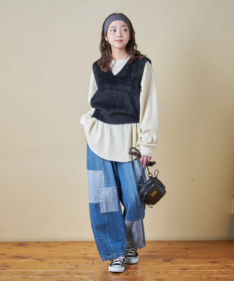 CUBE SUGAR(キューブシュガー) |【秋冬新作】シャギー ニット Vネック ベスト