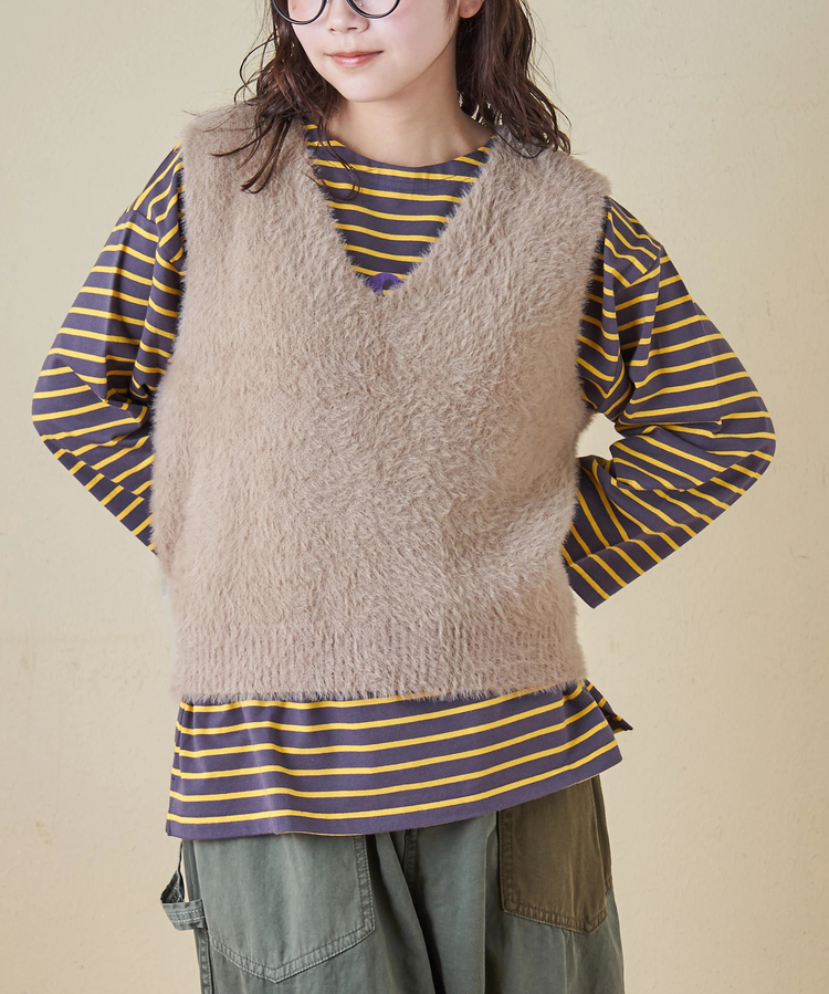 CUBE SUGAR(キューブシュガー) |【秋冬新作】シャギー ニット Vネック ベスト