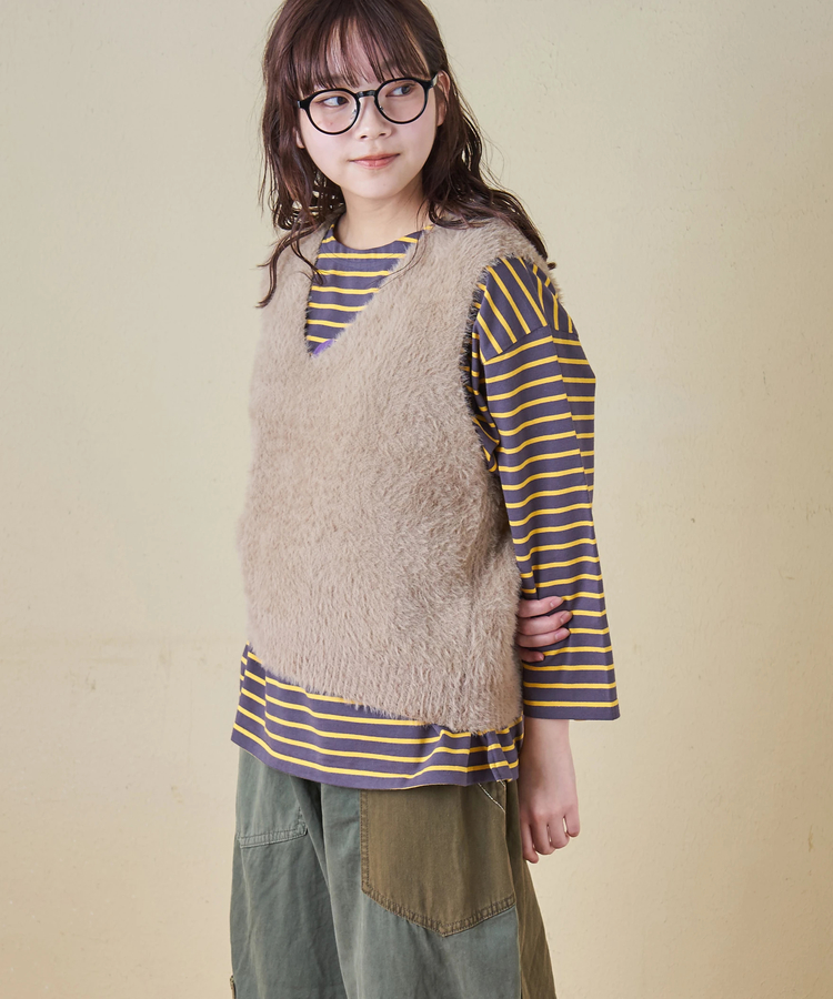 CUBE SUGAR(キューブシュガー) |【秋冬新作】シャギー ニット Vネック ベスト