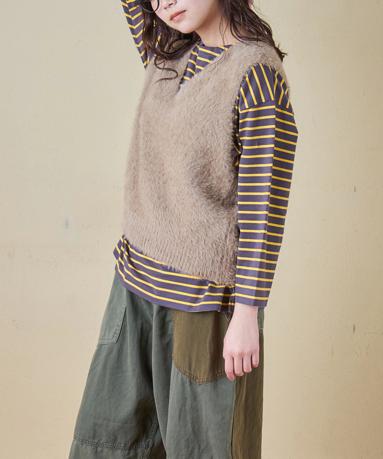 CUBE SUGAR(キューブシュガー) |【秋冬新作】シャギー ニット Vネック ベスト