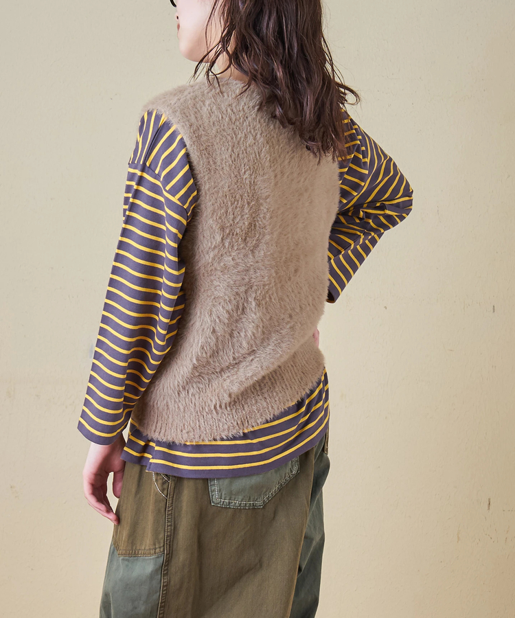 CUBE SUGAR(キューブシュガー) |【秋冬新作】シャギー ニット Vネック ベスト