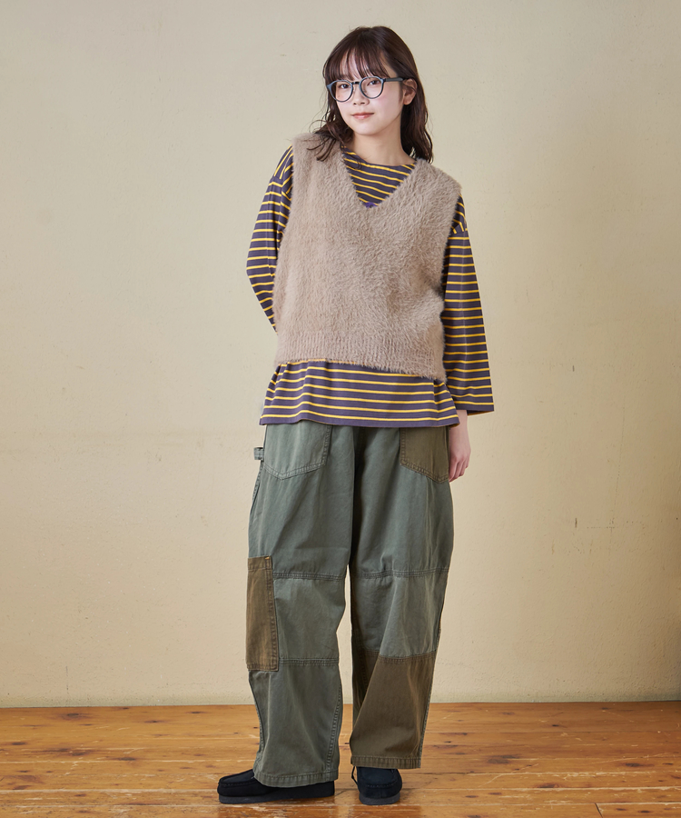 CUBE SUGAR(キューブシュガー) |【秋冬新作】シャギー ニット Vネック ベスト