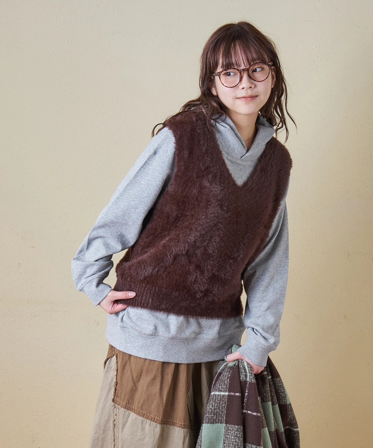 CUBE SUGAR(キューブシュガー) |【秋冬新作】シャギー ニット Vネック ベスト