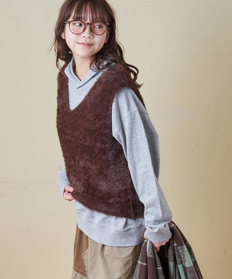 CUBE SUGAR(キューブシュガー) |【秋冬新作】シャギー ニット Vネック ベスト