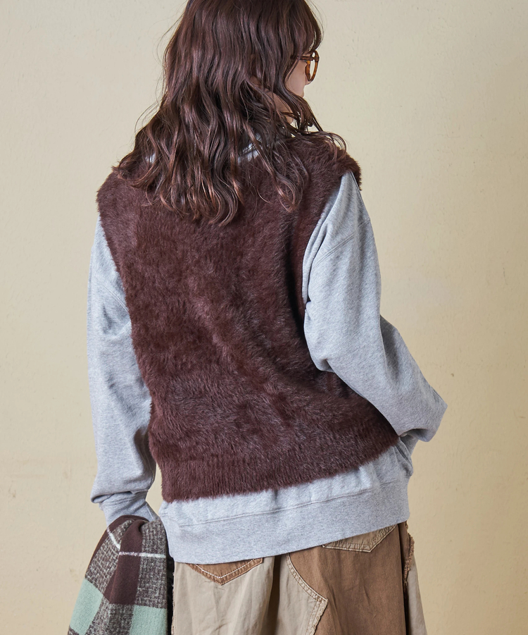 CUBE SUGAR(キューブシュガー) |【秋冬新作】シャギー ニット Vネック ベスト