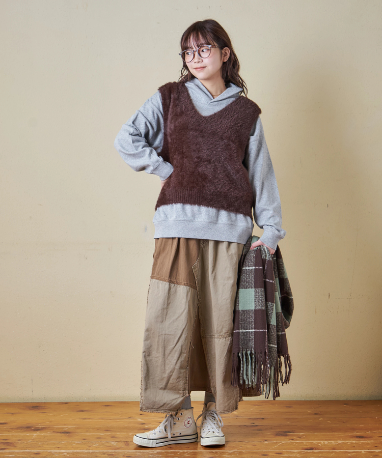 CUBE SUGAR(キューブシュガー) |【秋冬新作】シャギー ニット Vネック ベスト