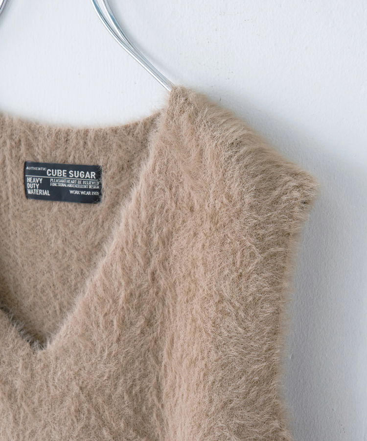 CUBE SUGAR(キューブシュガー) |【秋冬新作】シャギー ニット Vネック ベスト