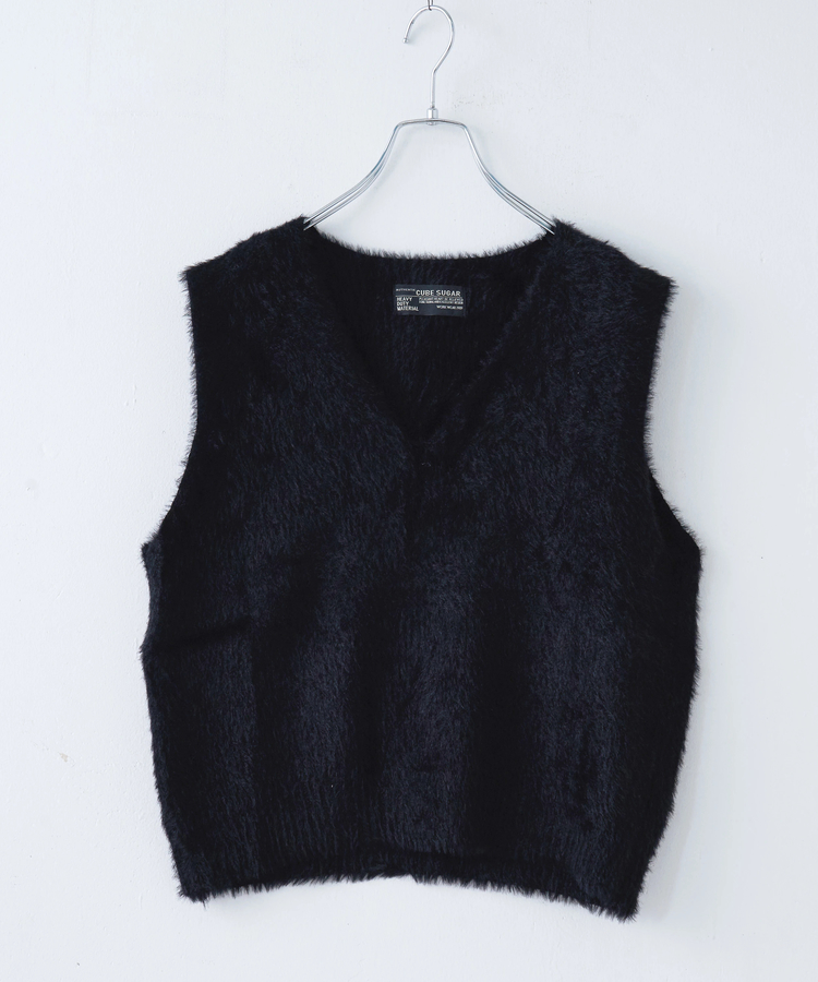 CUBE SUGAR(キューブシュガー) |【秋冬新作】シャギー ニット Vネック ベスト