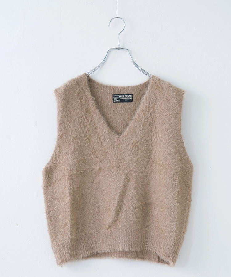 CUBE SUGAR(キューブシュガー) |【秋冬新作】シャギー ニット Vネック ベスト