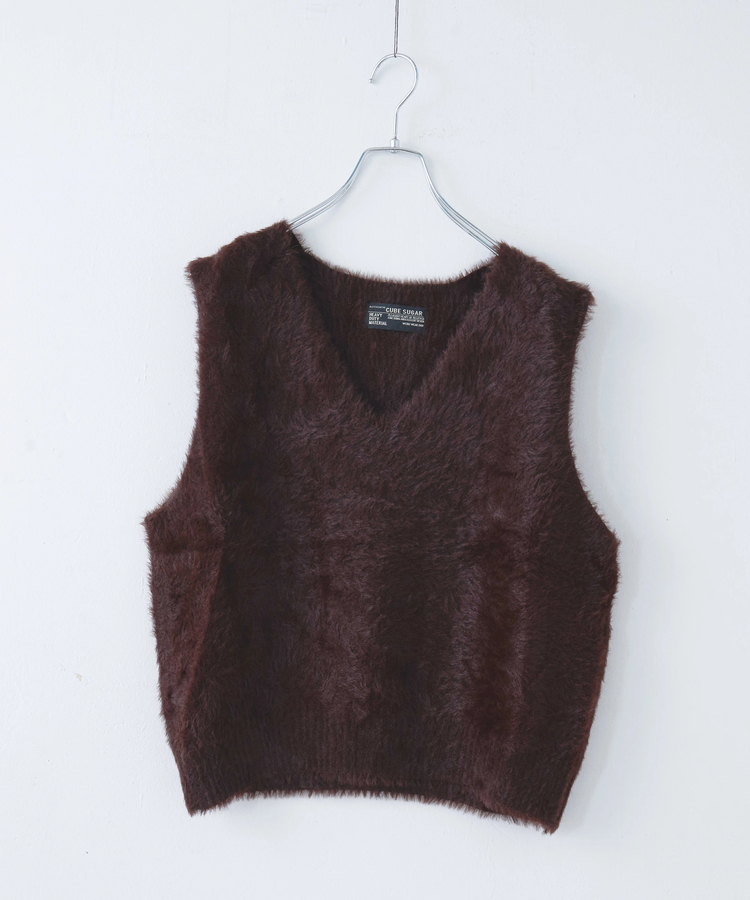 CUBE SUGAR(キューブシュガー) |【秋冬新作】シャギー ニット Vネック ベスト