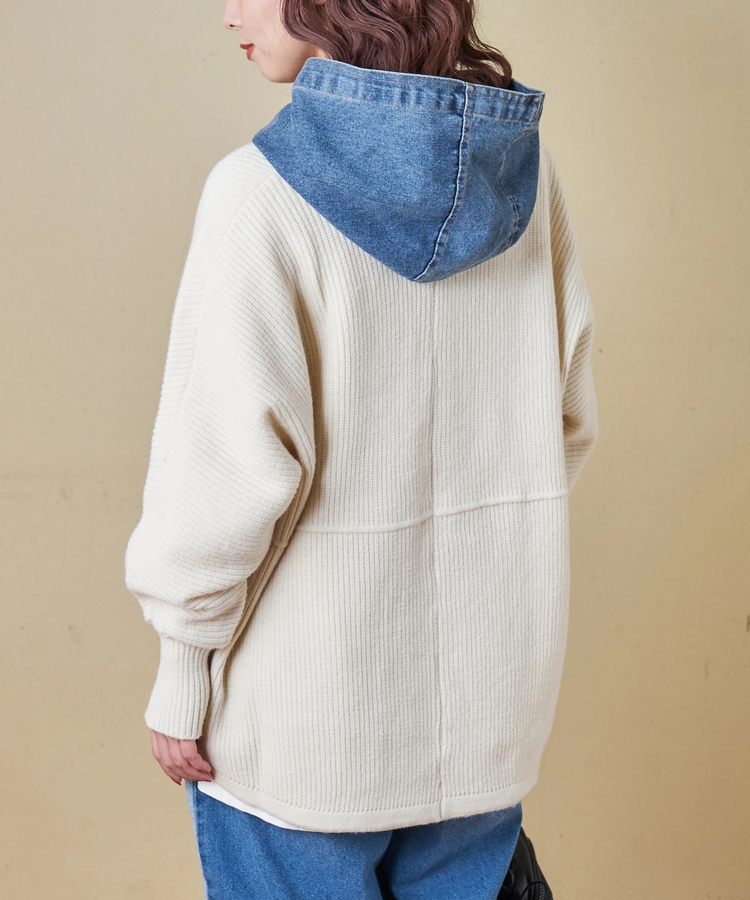 CUBE SUGAR(キューブシュガー) |【秋冬新作】デニム × ニット フード ジャケット