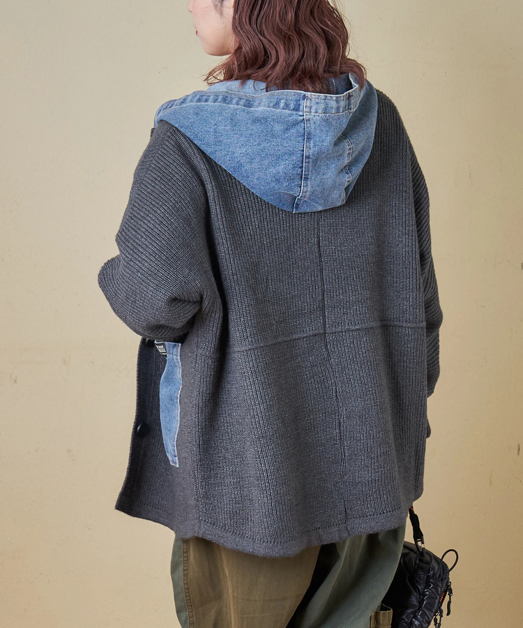 CUBE SUGAR(キューブシュガー) |【秋冬新作】デニム × ニット フード ジャケット