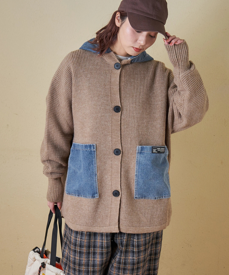 CUBE SUGAR(キューブシュガー) |【秋冬新作】デニム × ニット フード ジャケット