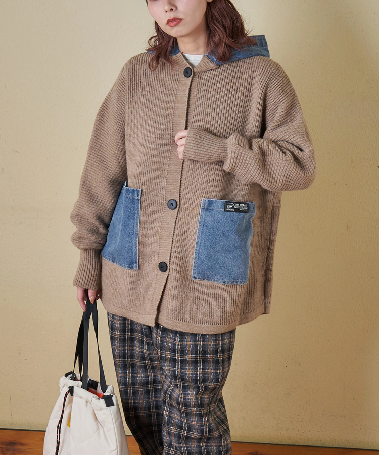 CUBE SUGAR(キューブシュガー) |【秋冬新作】デニム × ニット フード ジャケット