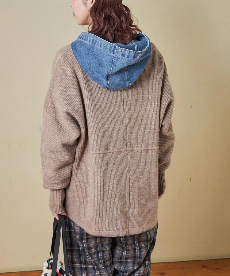 CUBE SUGAR(キューブシュガー) |【秋冬新作】デニム × ニット フード ジャケット