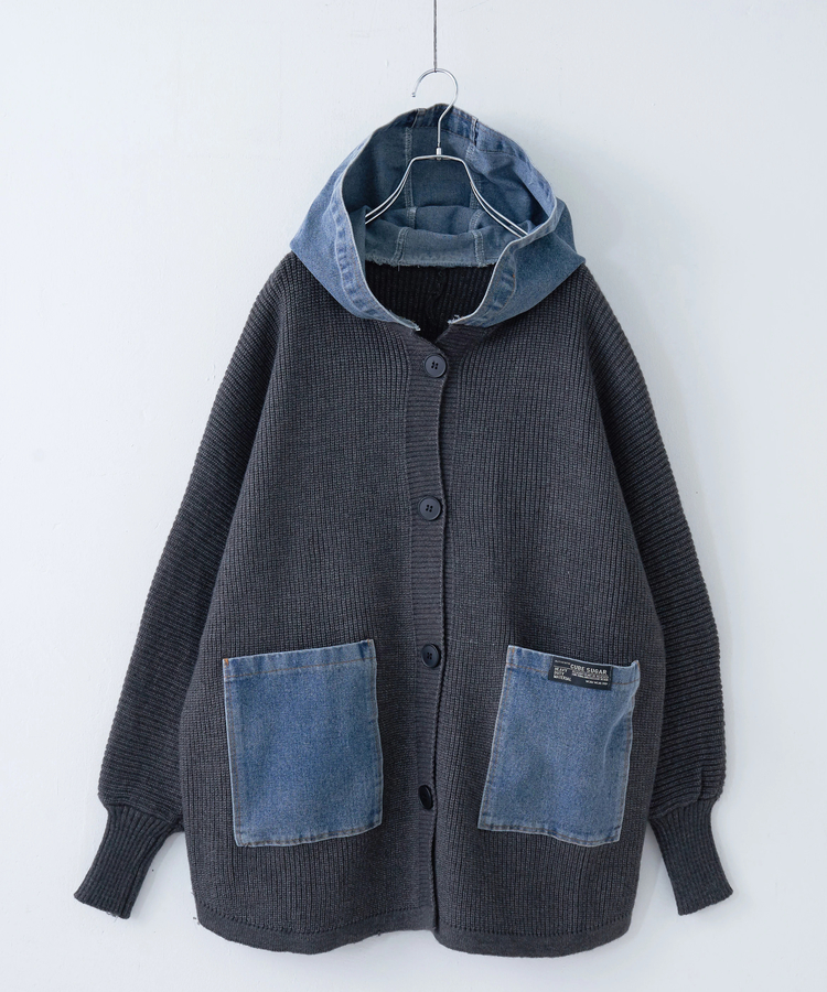 CUBE SUGAR(キューブシュガー) |【秋冬新作】デニム × ニット フード ジャケット