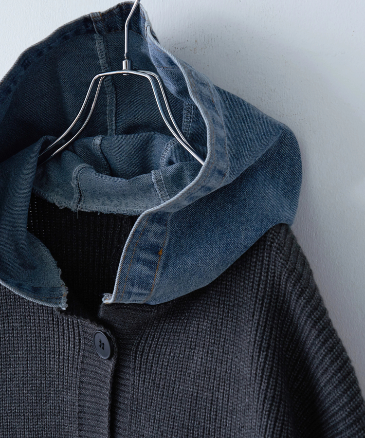 CUBE SUGAR(キューブシュガー) |【秋冬新作】デニム × ニット フード ジャケット