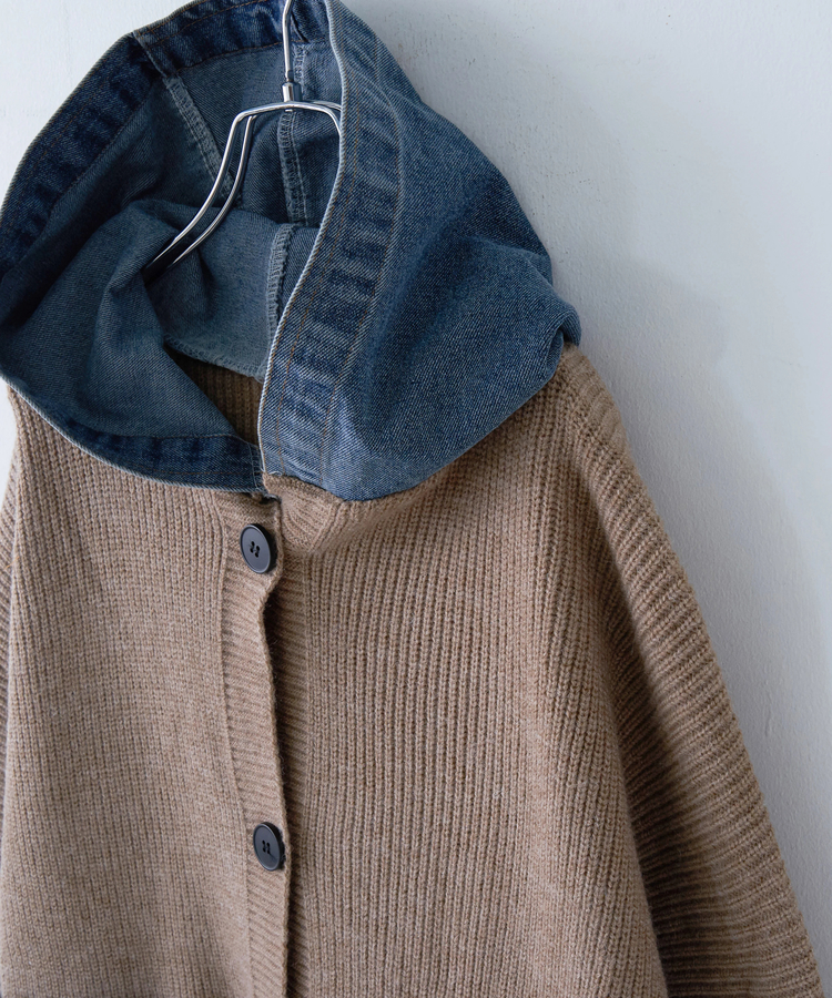 CUBE SUGAR(キューブシュガー) |【秋冬新作】デニム × ニット フード ジャケット