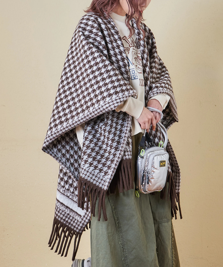 秋冬新作】千鳥格子 フリンジ ショール｜ファッション通販サイトのCUBE