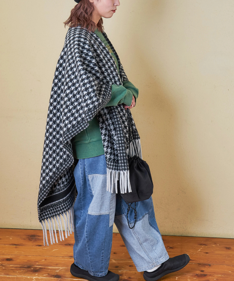 CUBE SUGAR(キューブシュガー) |【秋冬新作】千鳥格子 フリンジ ショール