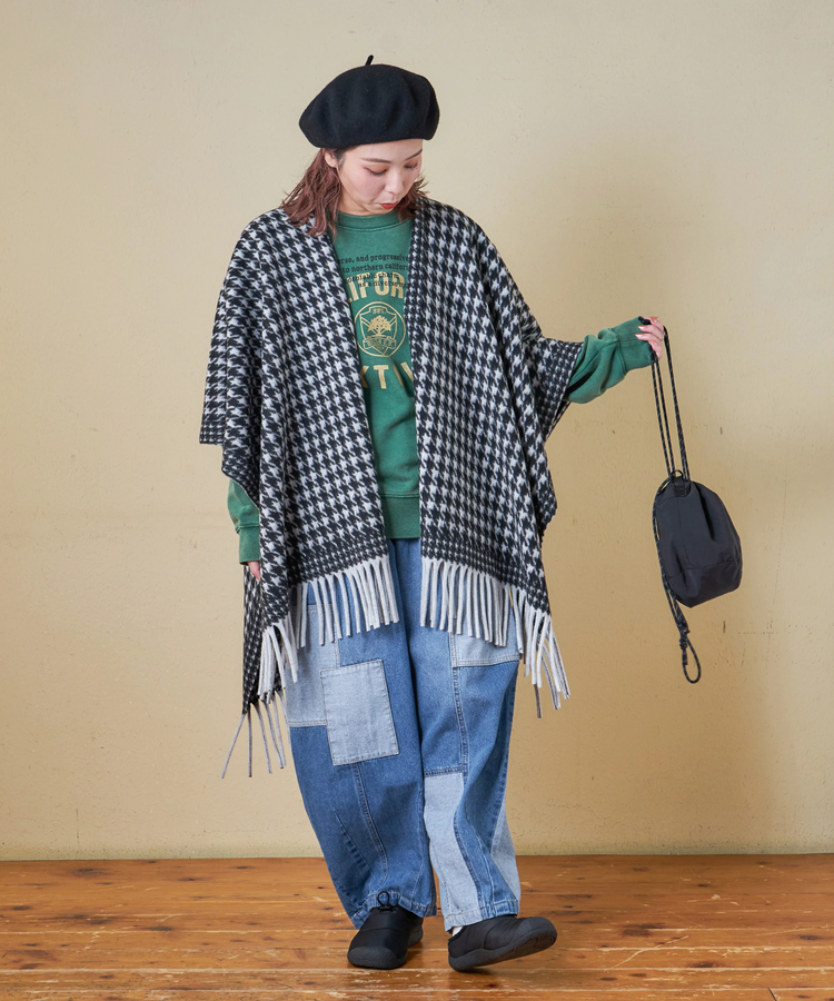 CUBE SUGAR(キューブシュガー) |【秋冬新作】千鳥格子 フリンジ ショール