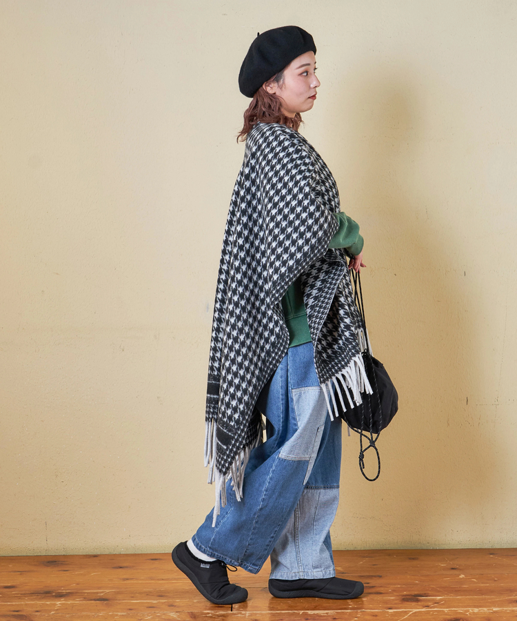 CUBE SUGAR(キューブシュガー) |【秋冬新作】千鳥格子 フリンジ ショール