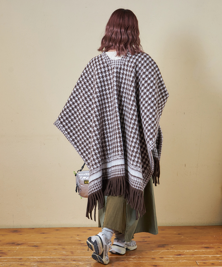 CUBE SUGAR(キューブシュガー) |【秋冬新作】千鳥格子 フリンジ ショール