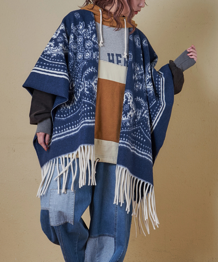 CUBE SUGAR(キューブシュガー) |【秋冬新作】ペイズリー柄 フリンジ ショール