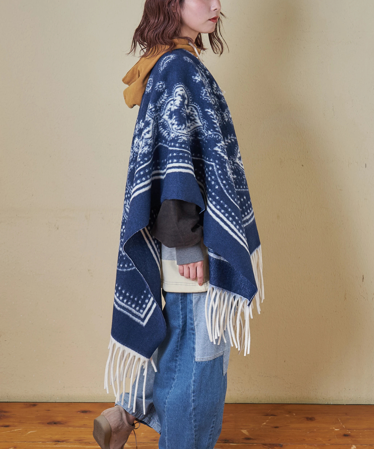 CUBE SUGAR(キューブシュガー) |【秋冬新作】ペイズリー柄 フリンジ ショール