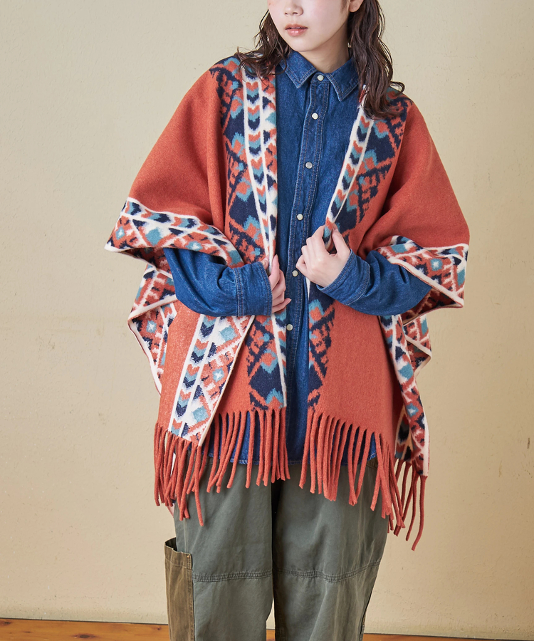 CUBE SUGAR(キューブシュガー) |【秋冬新作】オルテガ柄 フリンジ ショール
