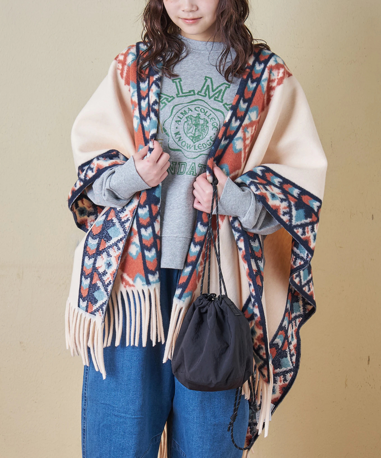 CUBE SUGAR(キューブシュガー) |【秋冬新作】オルテガ柄 フリンジ ショール