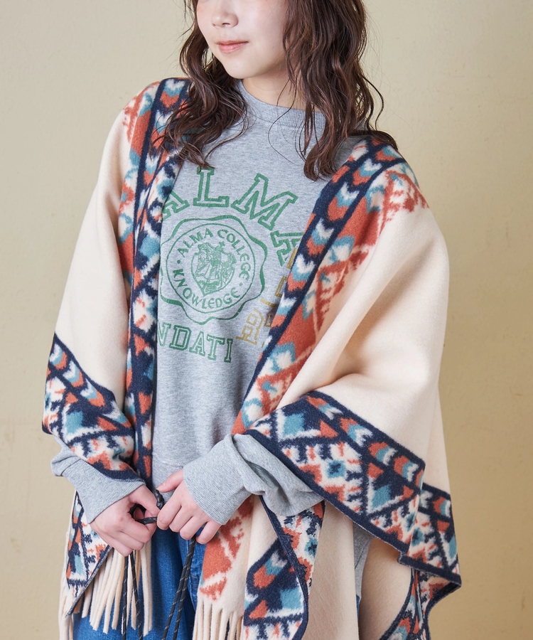 CUBE SUGAR(キューブシュガー) |【秋冬新作】オルテガ柄 フリンジ ショール