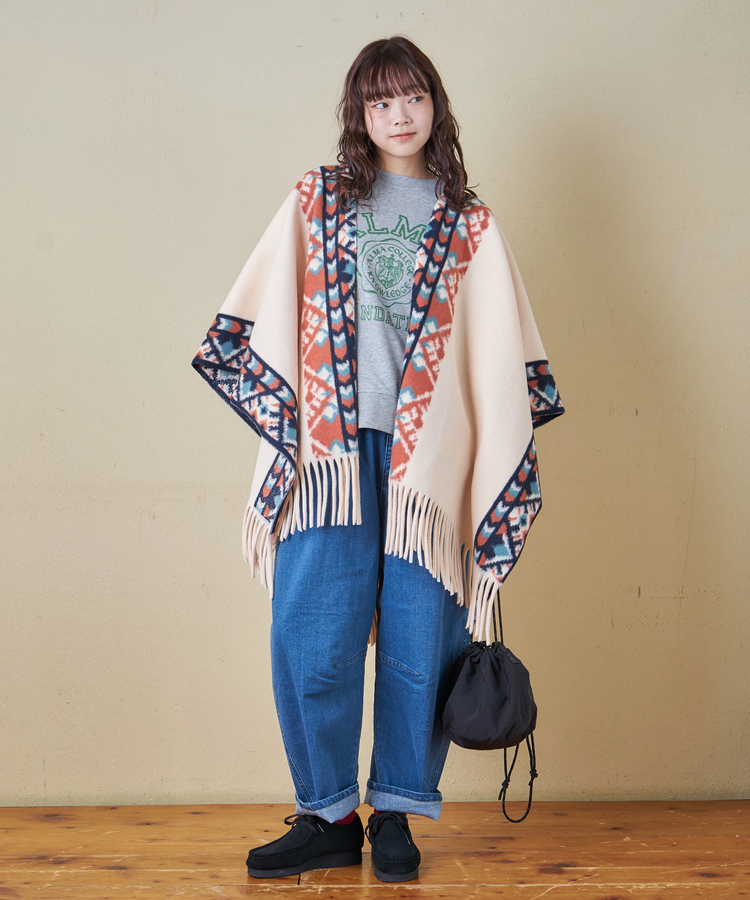 CUBE SUGAR(キューブシュガー) |【秋冬新作】オルテガ柄 フリンジ ショール